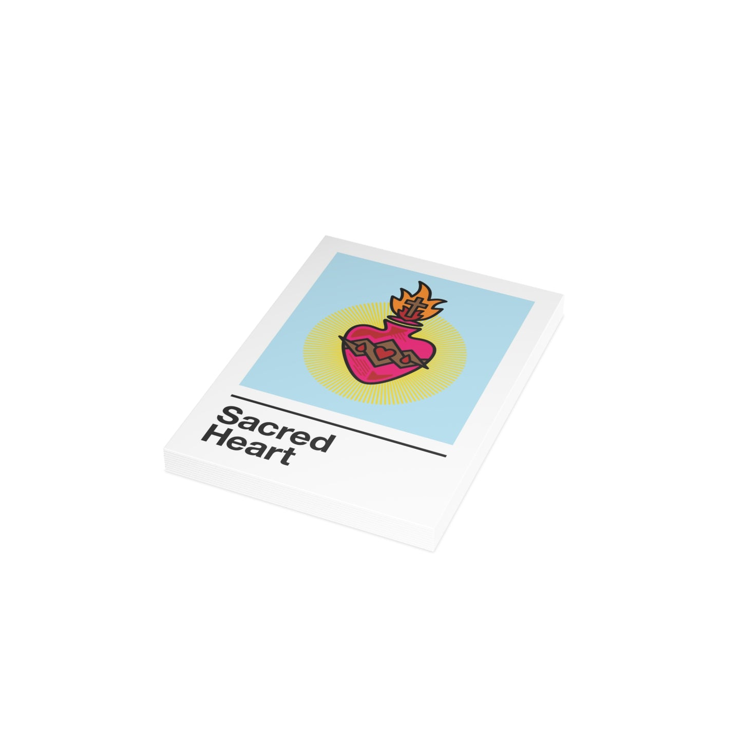 Sacred Heart Holy Card – on Blue