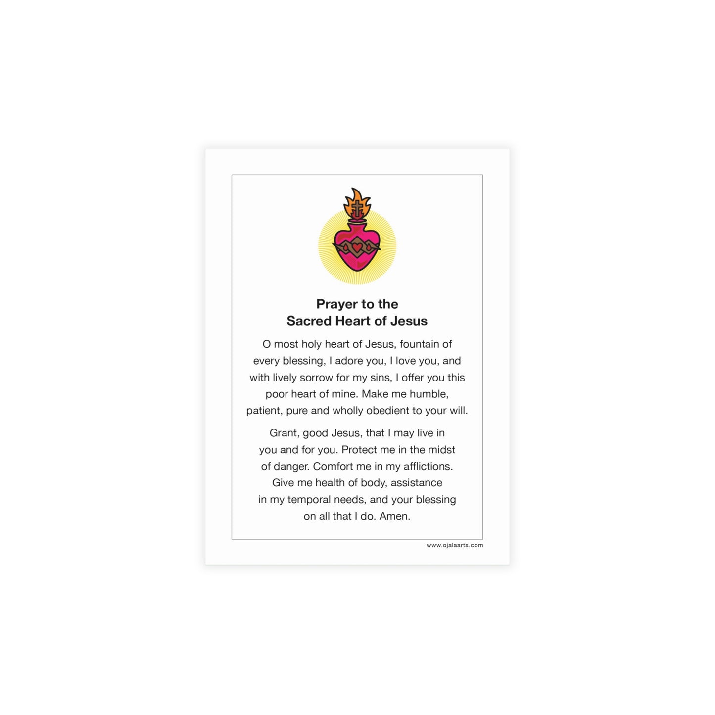 Sacred Heart Holy Card – on Blue