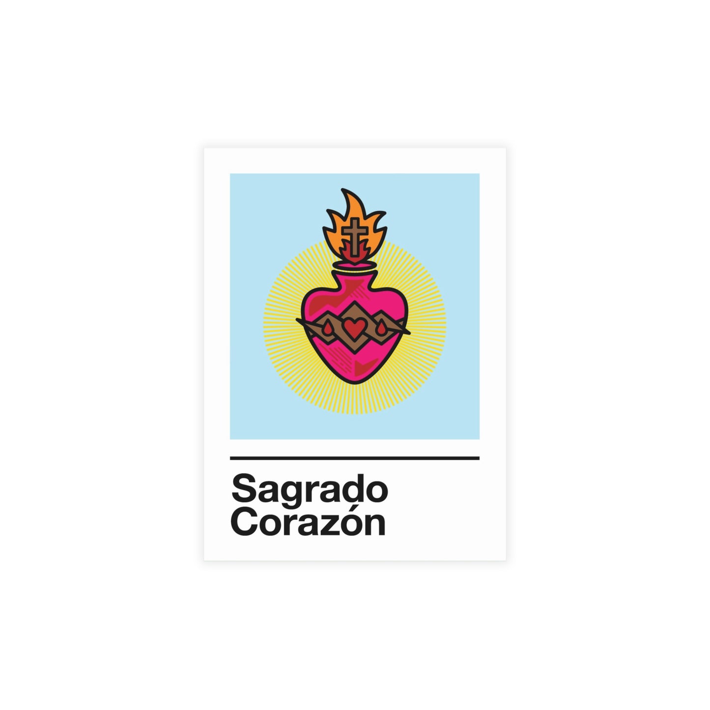 Sagrado Corazón Holy Card – on Blue