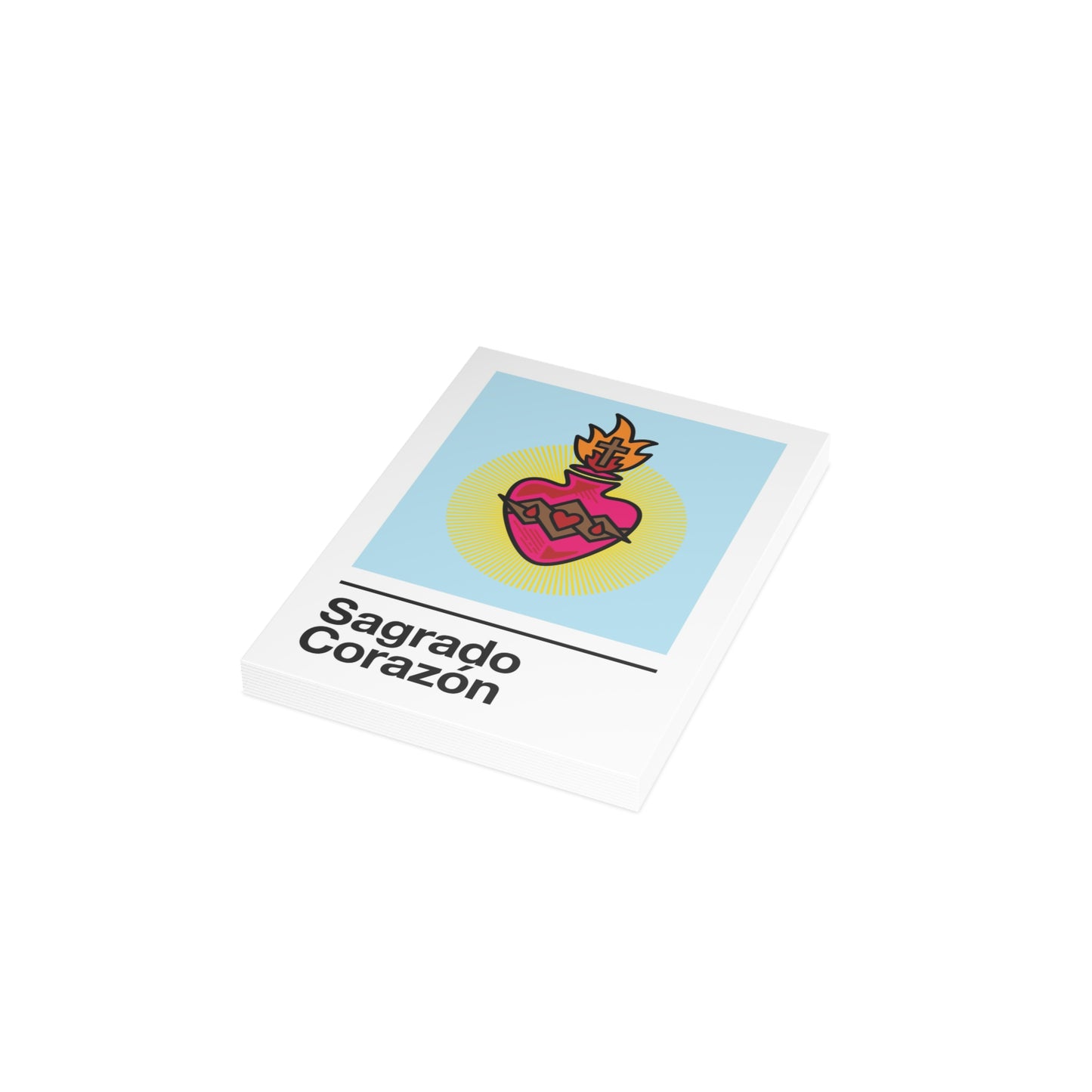 Sagrado Corazón Holy Card – on Blue