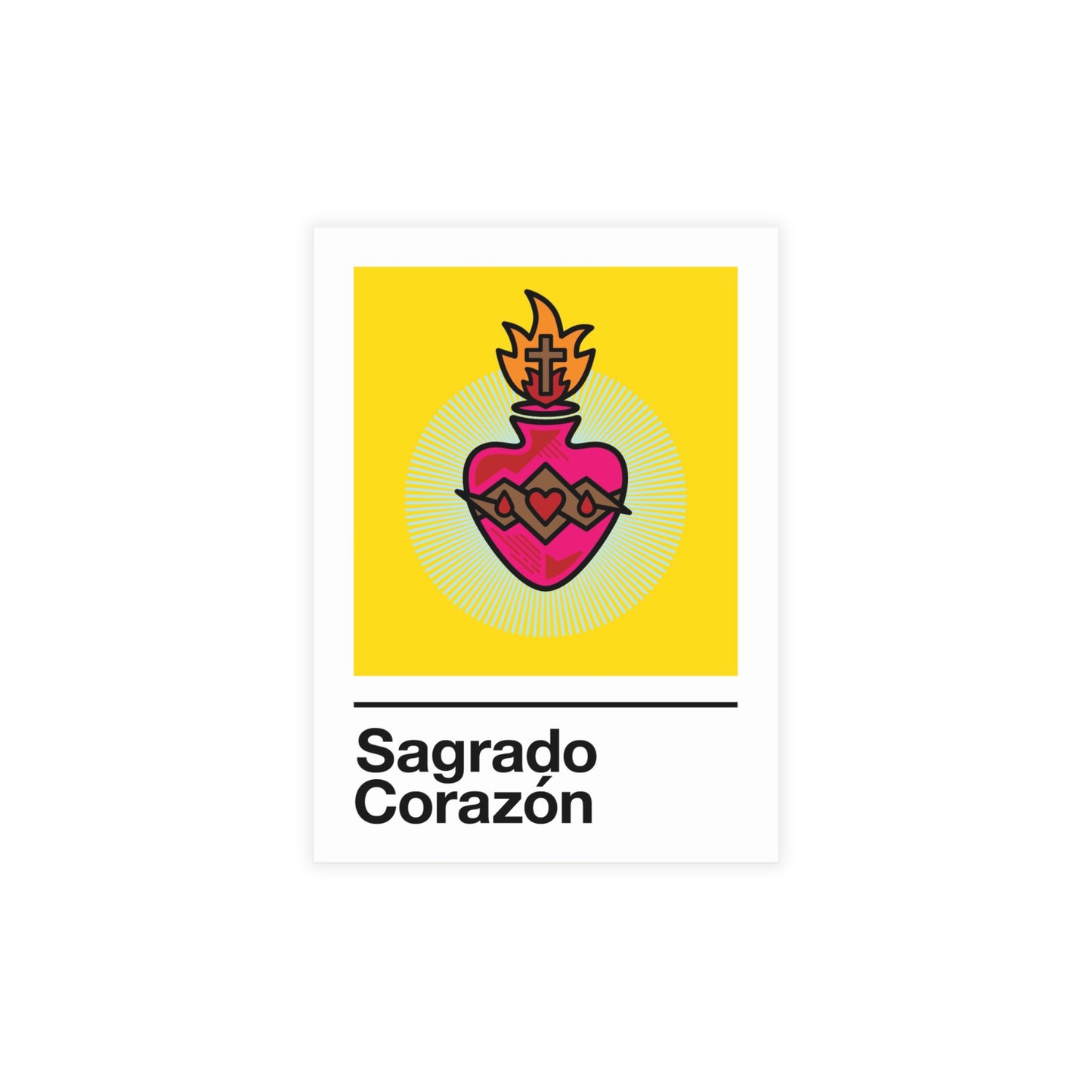 Sagrado Corazón Holy Card – on Yellow