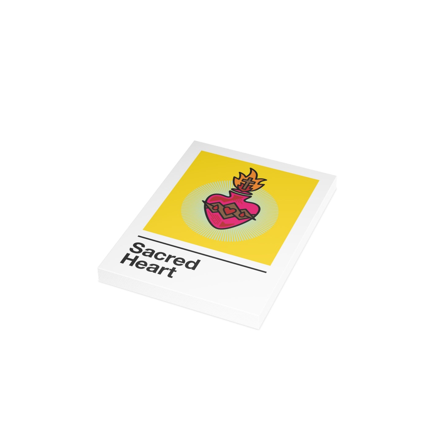Sacred Heart Holy Card – on Yellow