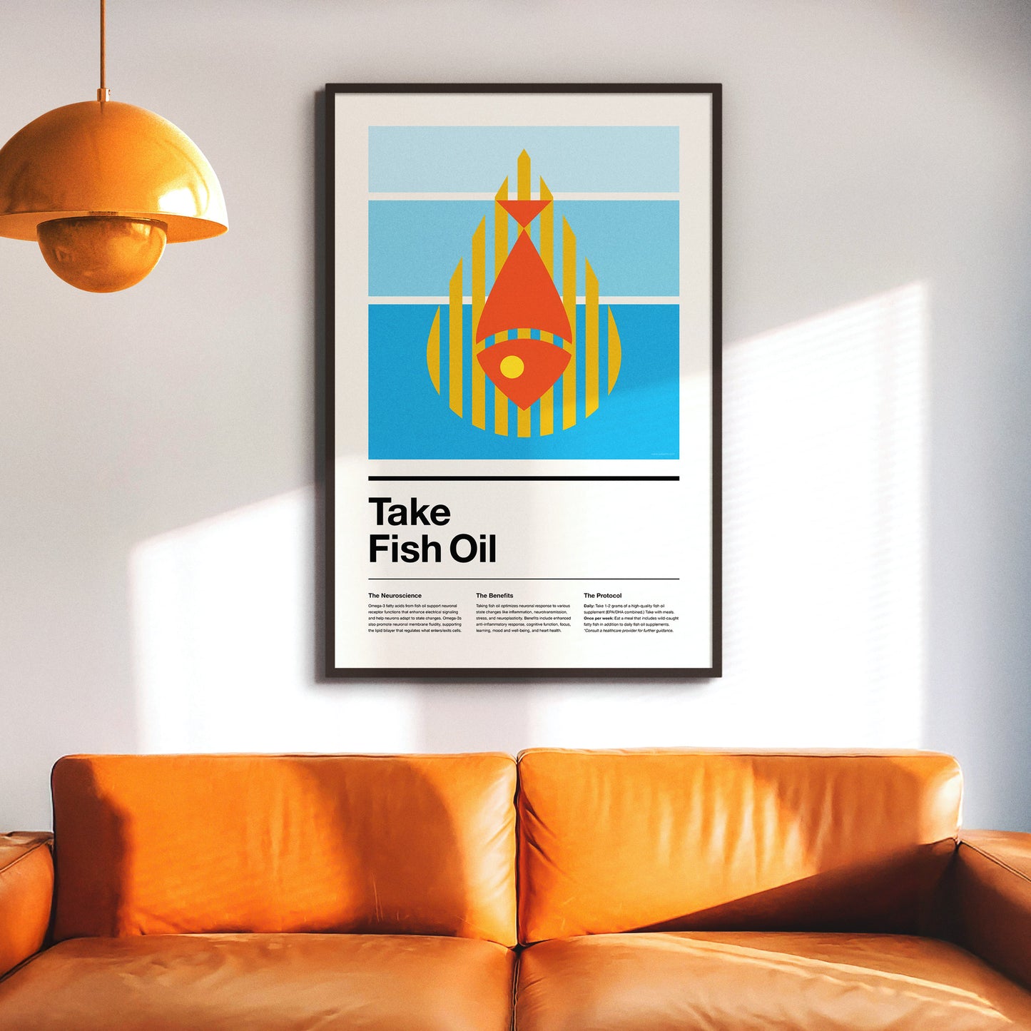 Take Fish Oil Print - on Blue