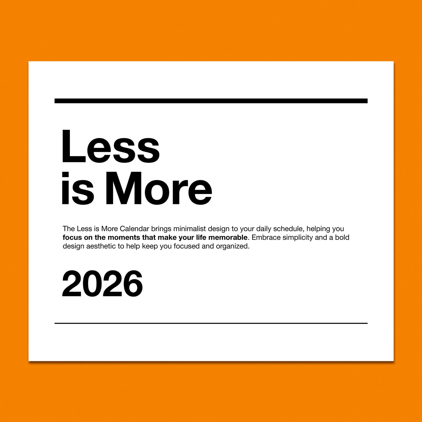 Less is More 2026 Calendar
