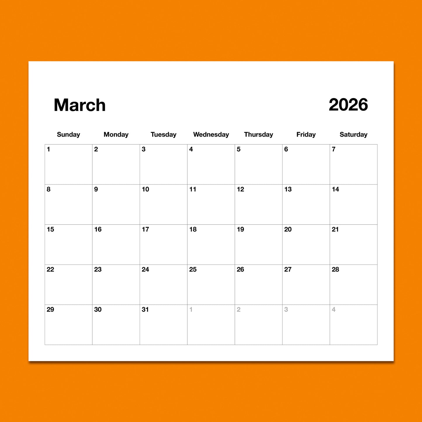 Less is More 2026 Calendar