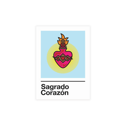 Sagrado Corazón Holy Card – on Blue
