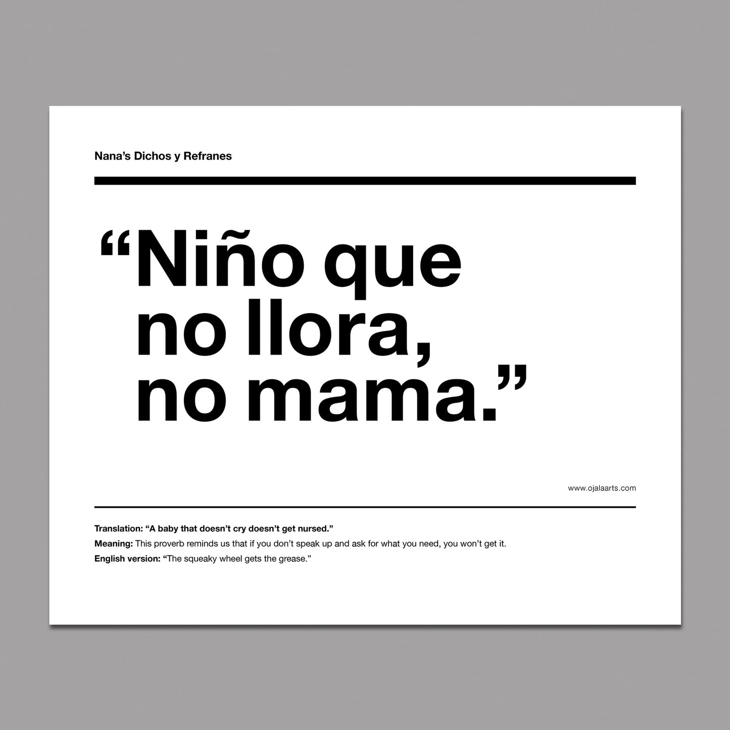 Nana's Dichos y Refranes 2026 Calendar