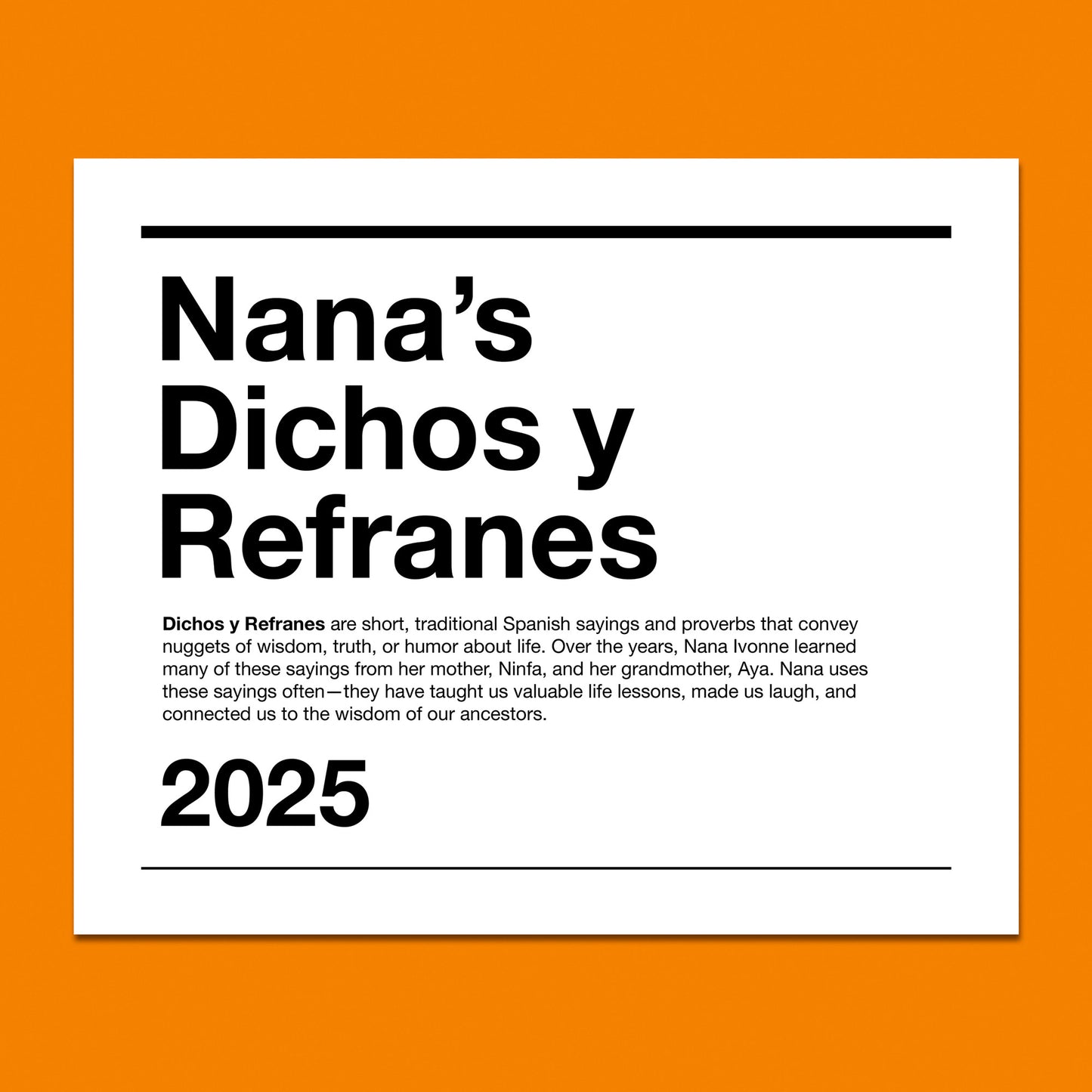 Nana's Dichos y Refranes Calender