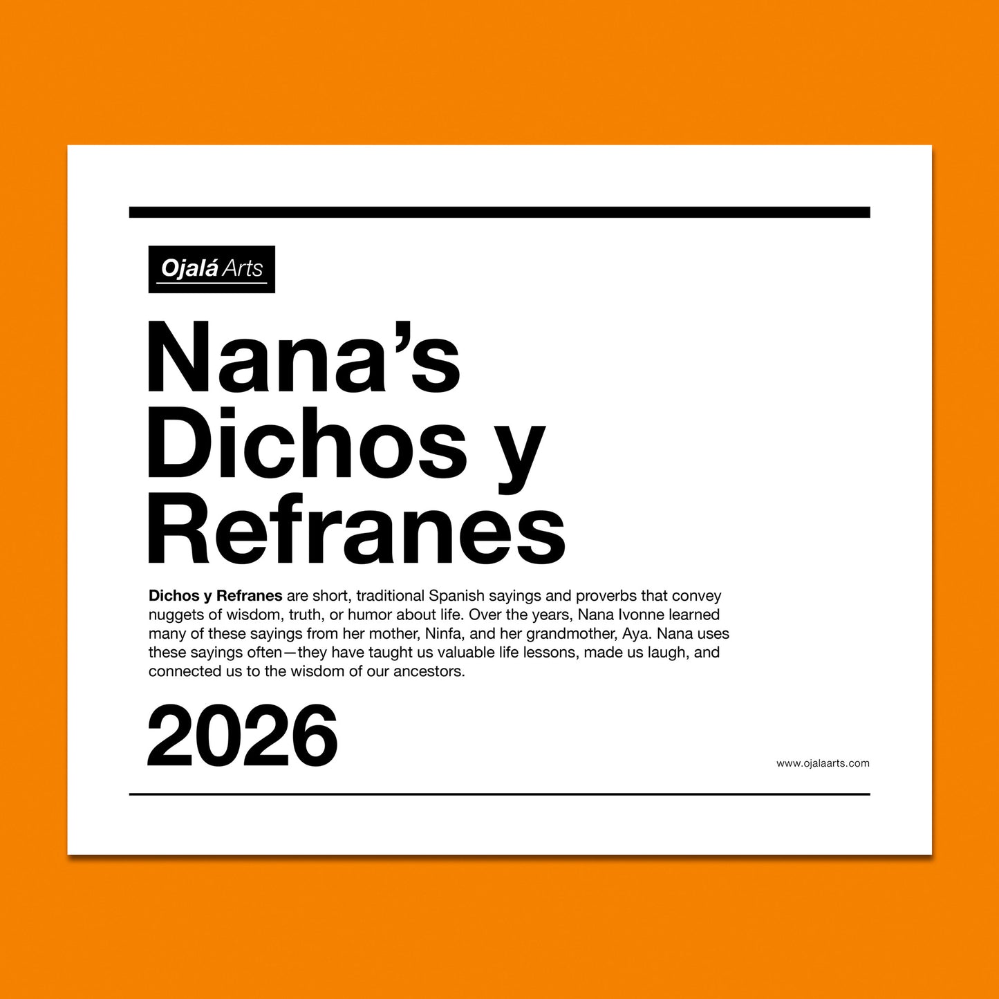 Nana's Dichos y Refranes 2026 Calendar